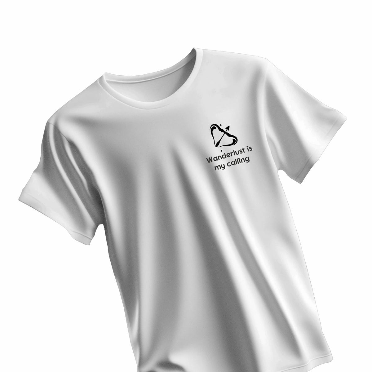 A white T-shirt displaying a minimalist Sagittarius constellation, ideal for astrology enthusiasts seeking a subtle look.