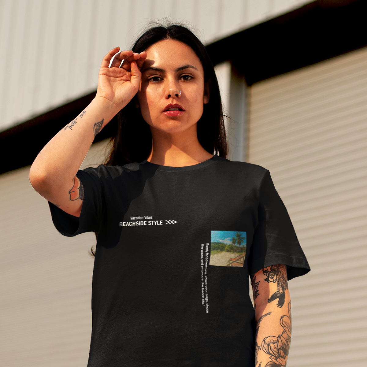 Beach View Black Oversized T-Shirt for Women – The perfect beach t-shirt for women with a relaxed and stylish fit.