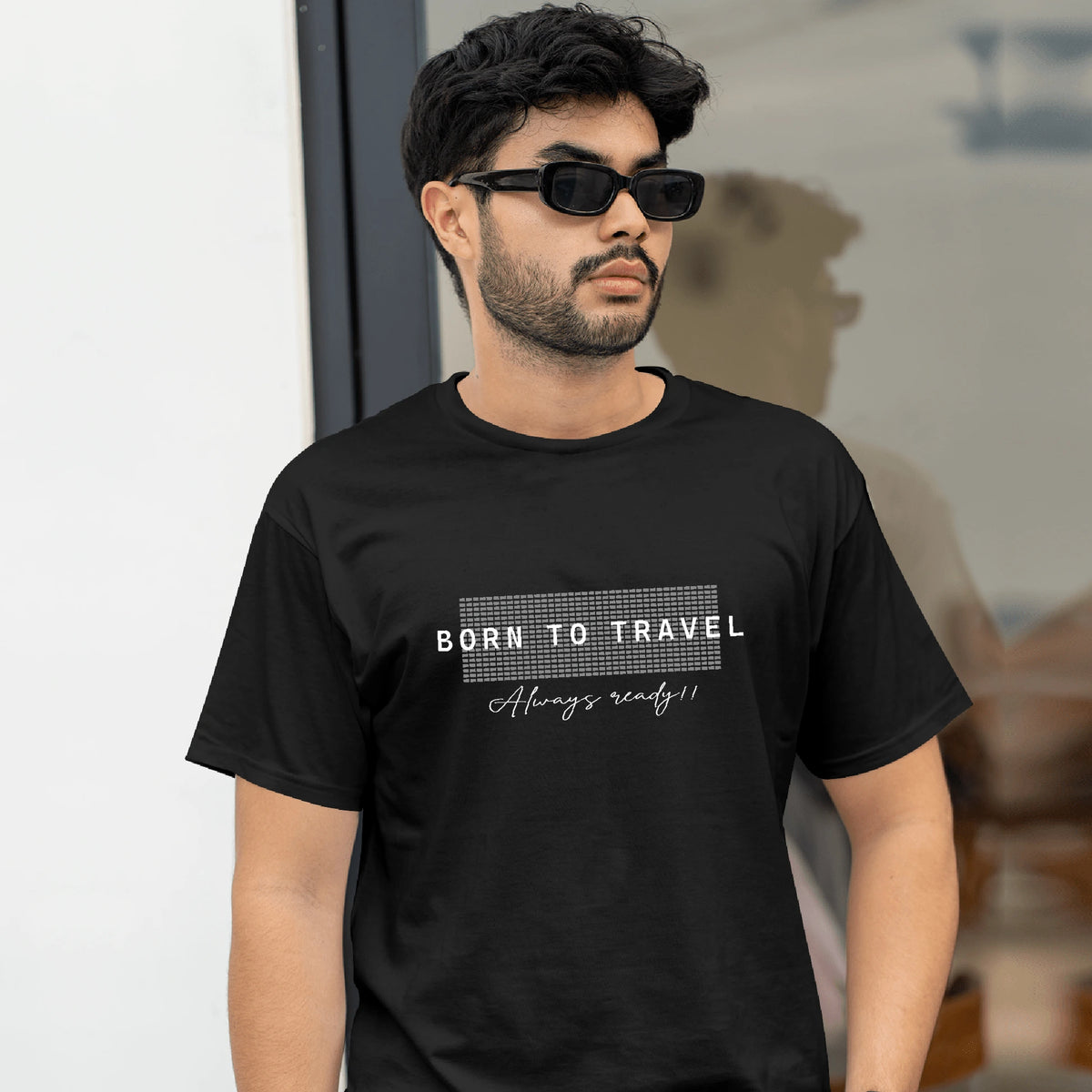 Born To Travel Oversized T-Shirt for Men – Black Travel Tee – Perfect for adventure lovers and explorers.