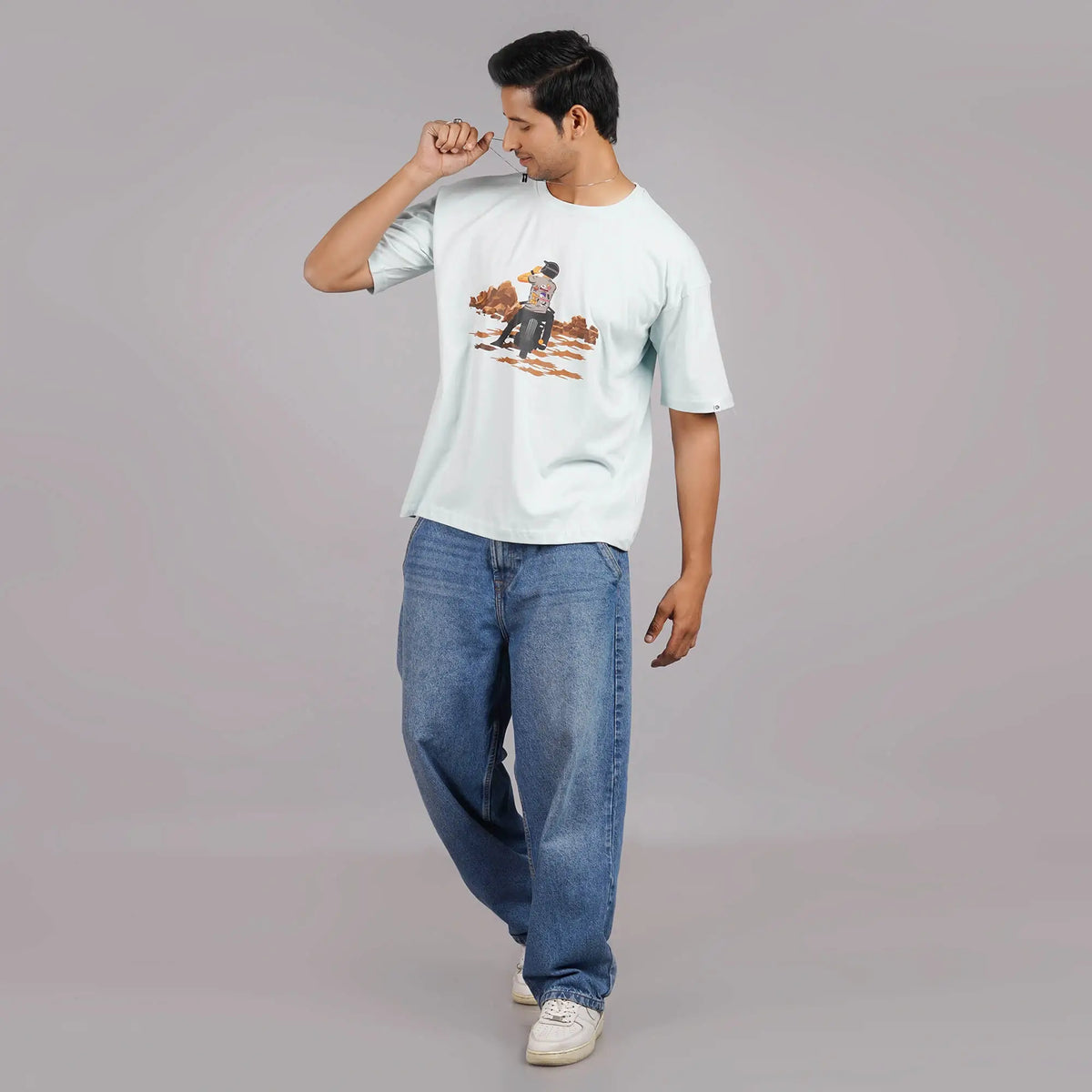 Buy Only Biker oversized t-shirt in AQUA BLUE color, perfect for a stylish and comfortable look. Available now