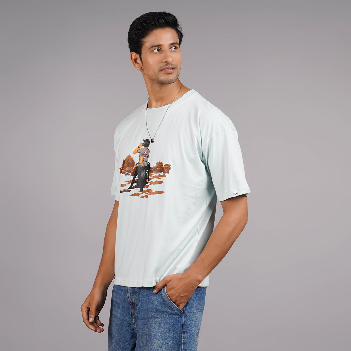 Buy Only Biker oversized t-shirt in AQUA BLUE color, perfect for a stylish and comfortable look. Available now