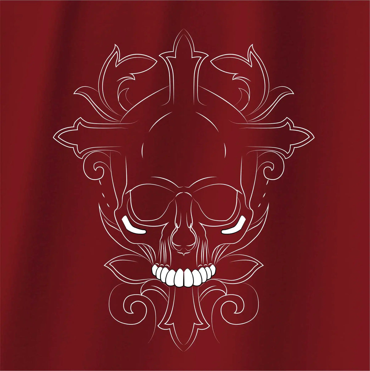 Reflective Skull : Drop Shoulder, Round Collar, Maroon color Oversize t shirt for man's  