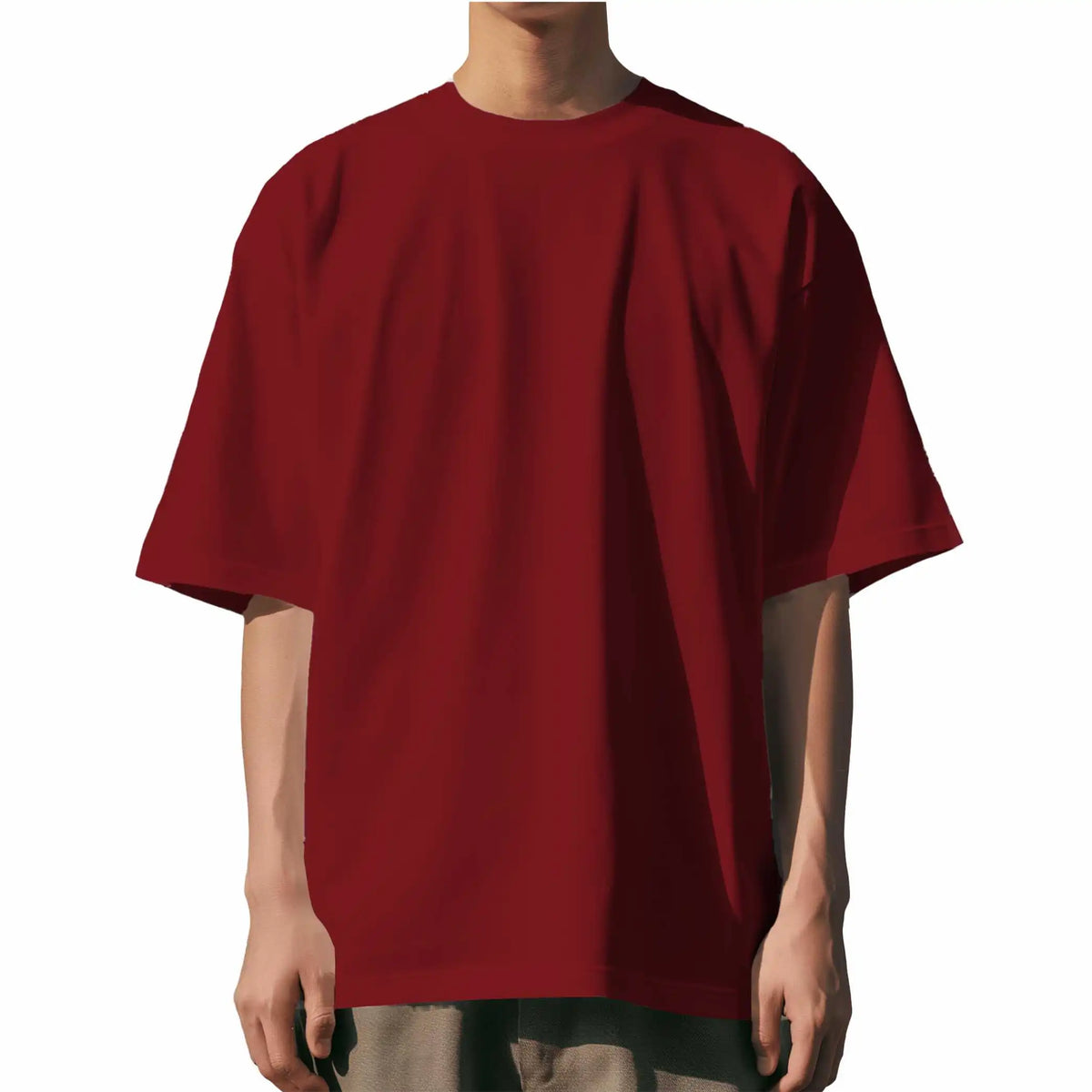 Reflective Skull : Skull Printed Oversized T-shirt | Maroon | Pure cotton | Drop Shoulder |Round Collar 