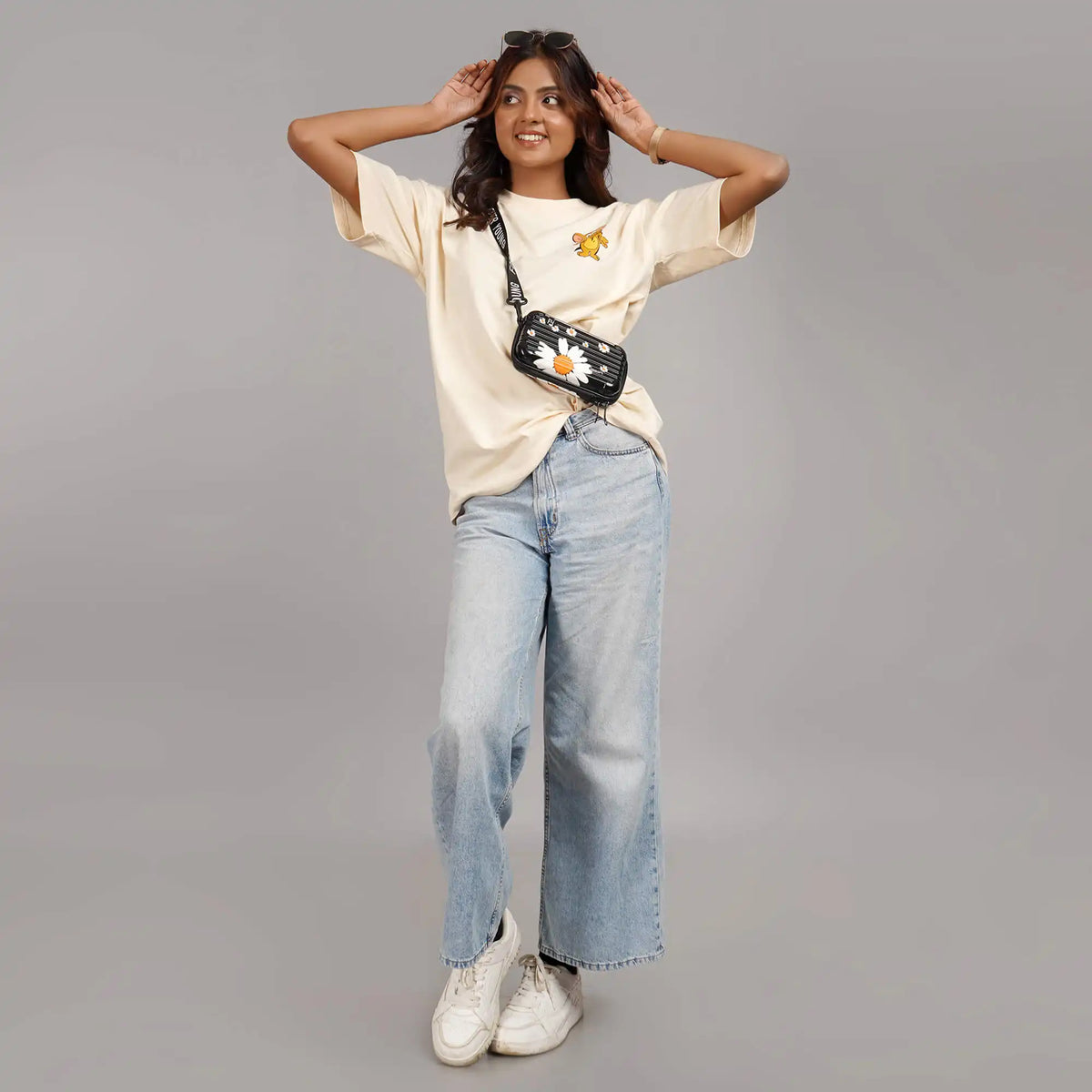 Buy online: Where Is My Cheese beige oversized T-shirt, drop shoulder, round neck, 100% cotton.