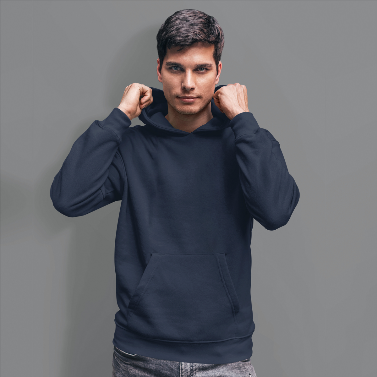Buy this Men's Oversized Plain Hoodie in Dark Blue, crafted for ultimate comfort and style. Perfect for informal events or daily wear.