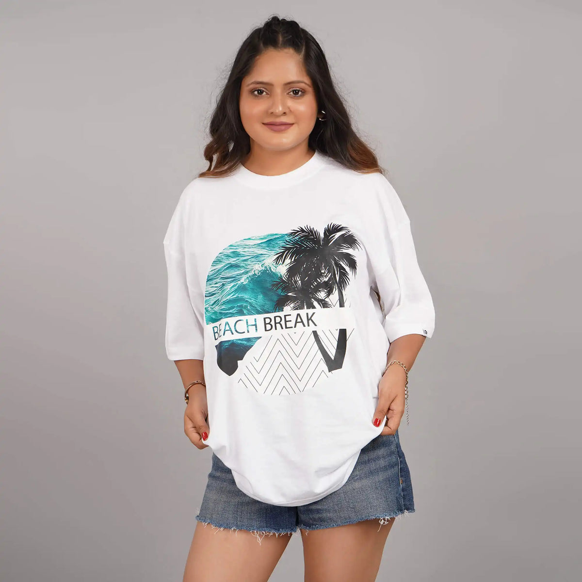 Buy white Beach Break Oversized Tshirt | ladies loose t shirts | beachwear t shirts