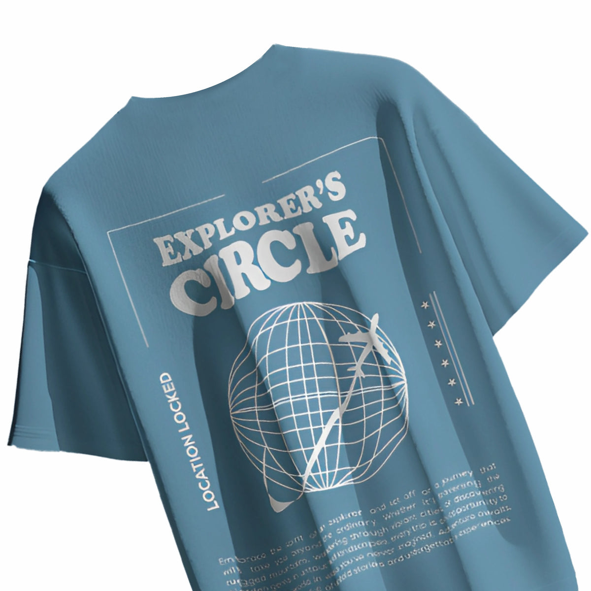 Command Blue Oversized T-Shirt for Men – Explorer’s Circle Edition – A must-have for travel and casual wear.