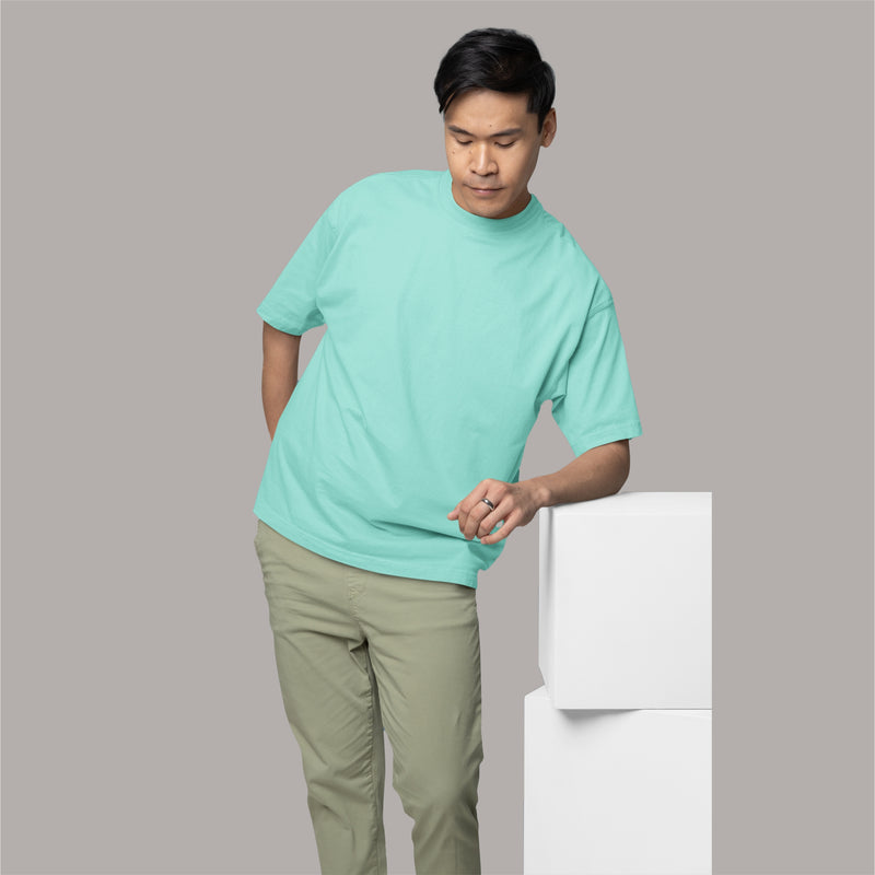 Cyan Green Oversized T-Shirt – A plain, relaxed fit for men and women. Ideal for effortless style and comfort.