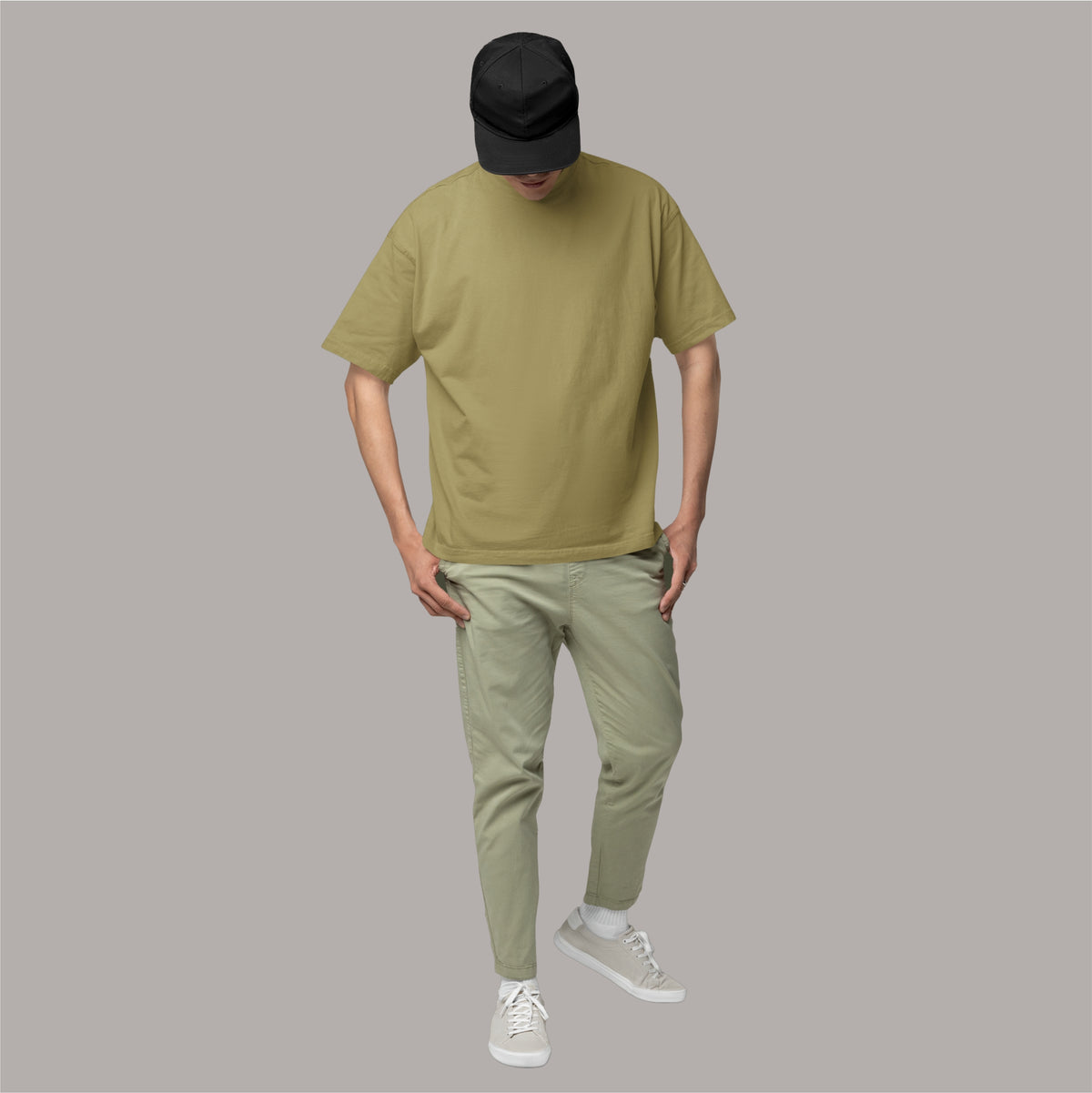 Dark Khaki Oversized T-Shirt – Ideal for a minimalist yet stylish wardrobe.
