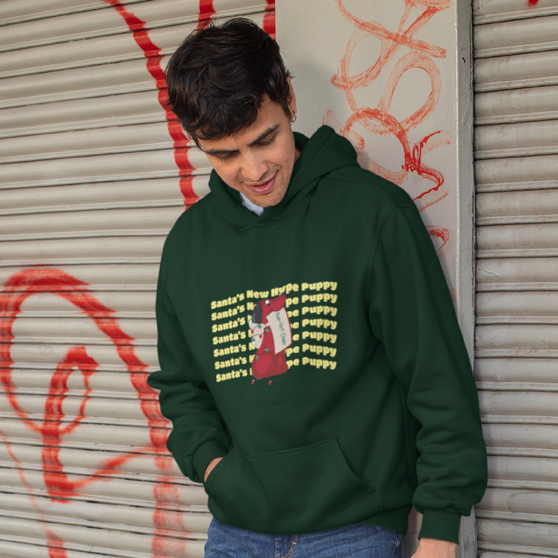 Festive Christmas Hoodie in olive green, cozy oversized fit, perfect for stylish holiday wear.