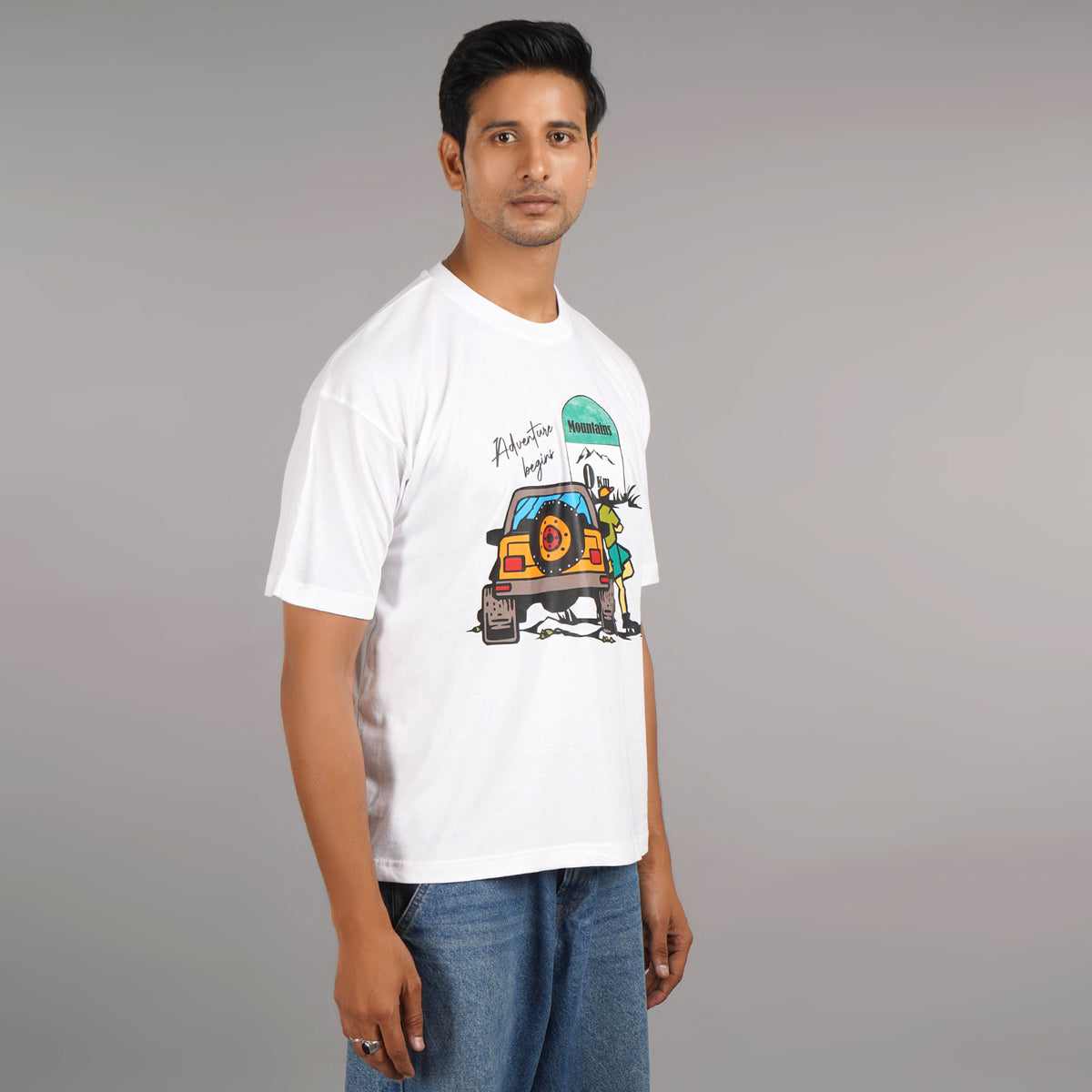 Jeep : Mountain t shirt for man's | buy online Oversize t shirt with Jeep Printed tees | 100 % Cotton  