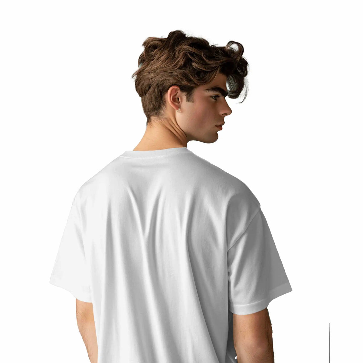 Jerry : White cotton oversized T-shirt for men with 'Jerry' print, drop shoulder style, round collar available online