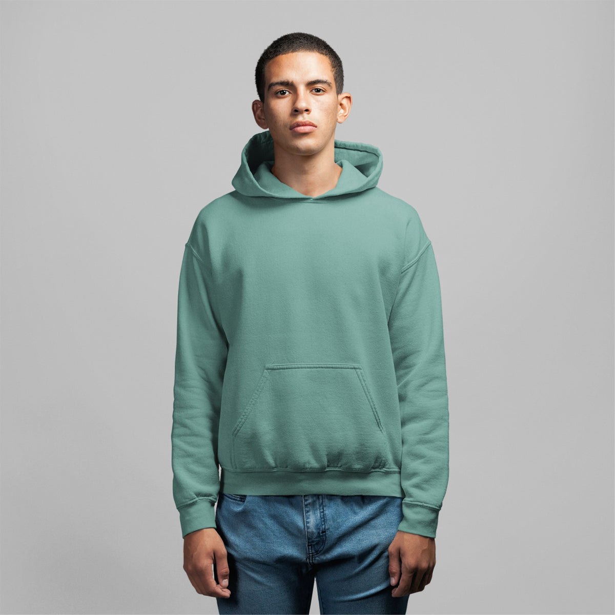 Men's oversized hoodie in Turtle Green, perfect for couples. This cozy sweatshirt is a must-have hoodie essential for men.