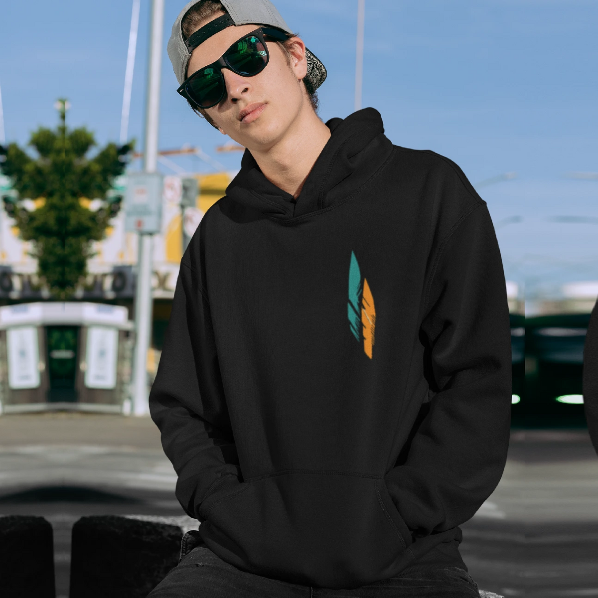 Men's plain black hoodie from Tribe Vibe. Oversized fit, graphic design, available at ₹2,149. Limited-time 63% discount