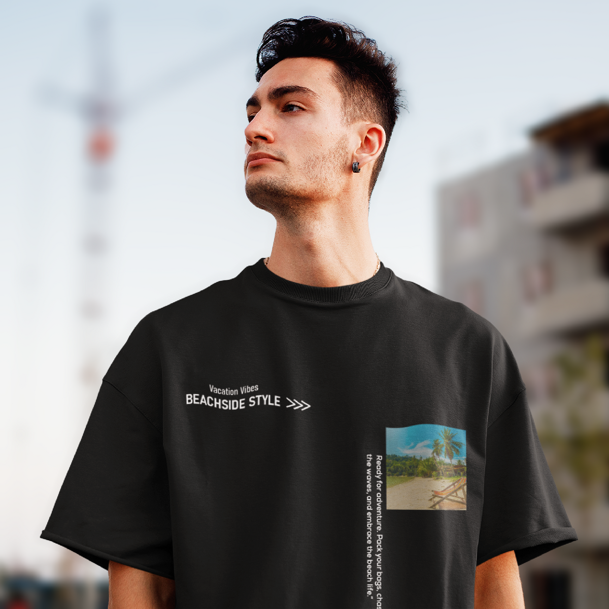 Oversized Black T-Shirt for Men – Trendy Beachwear – A must-have beach t-shirt men for a cool and effortless look.