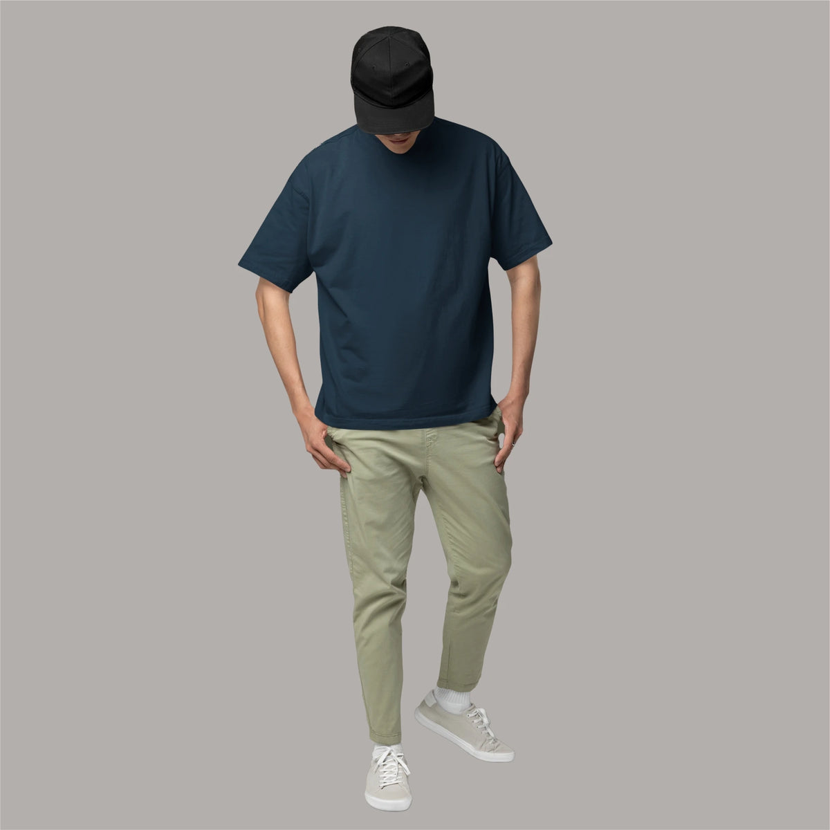 Plain Dark Blue Oversized T-Shirt – Stylish, relaxed fit for casual fashion.
