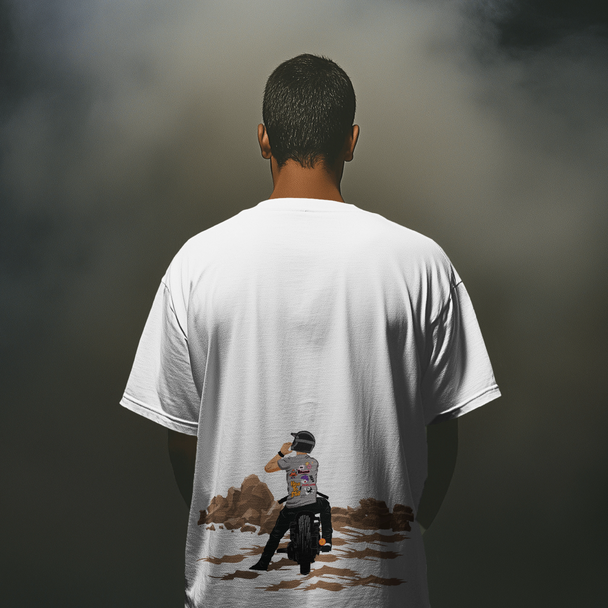 Ride in Comfort with Biker Rider Oversized White T-Shirt! A premium-quality tee for a bold and stylish look. Shop now!