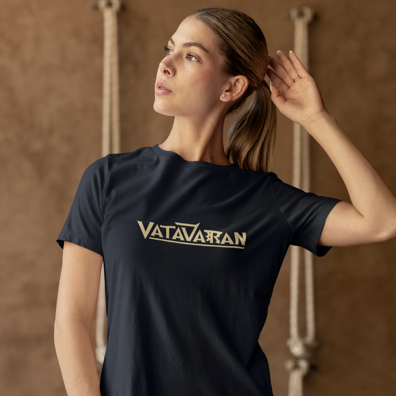 Side Angle of Vatavaran Oversized T-Shirt – Showcasing the relaxed fit and soft fabric of the women's oversized tee.