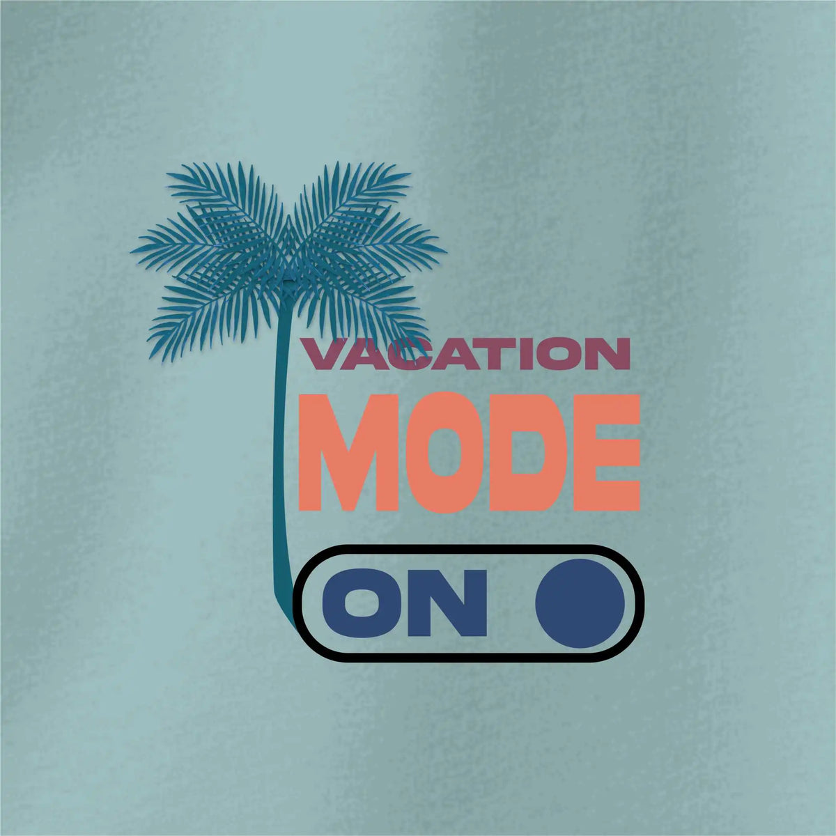 Vacation Mode On : Oversized aqua blue cotton T-shirt with 'Vacation Mode On' print, drop shoulder design, round collar