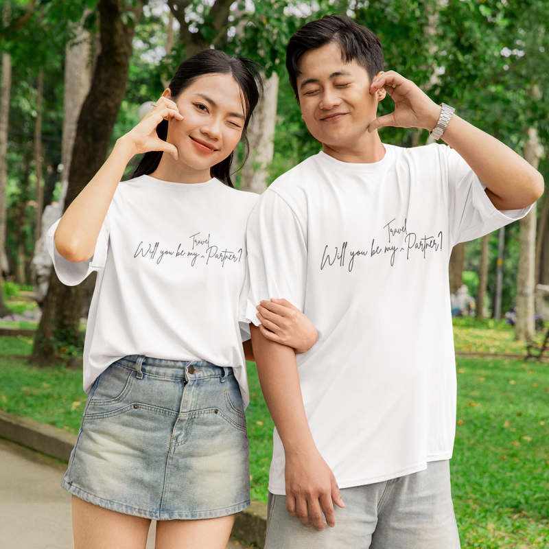 White T-Shirt for Couples – Stylish & Comfortable Design