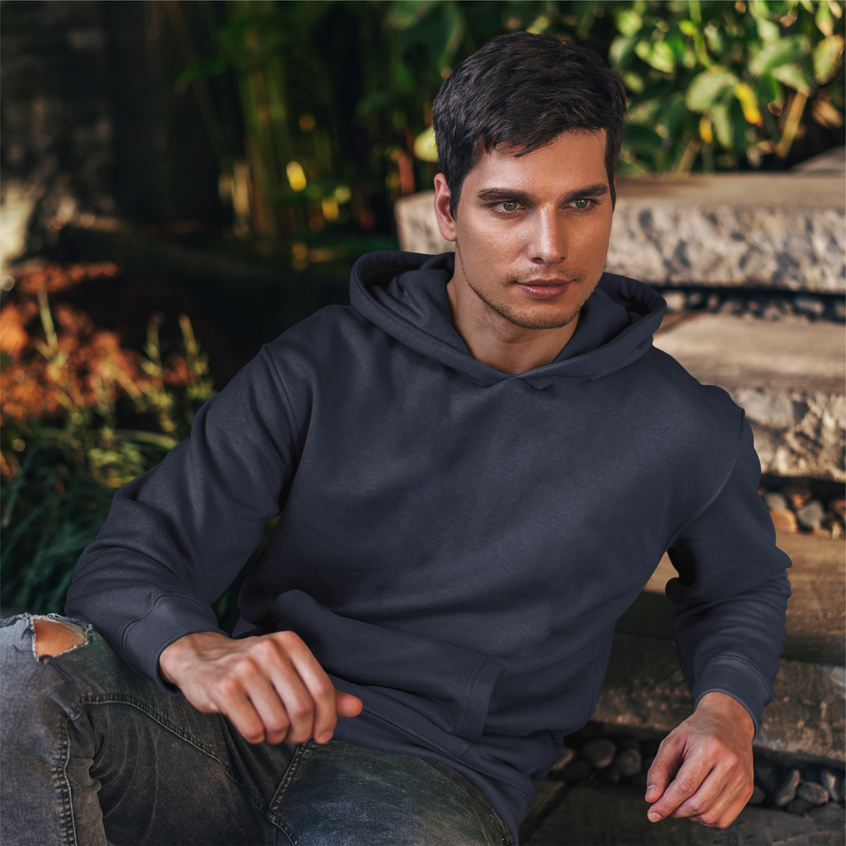Stay stylish and comfortable with our Men's Dark Blue Oversized Hoodie. Simple, plain, and versatile for your casual wardrobe.