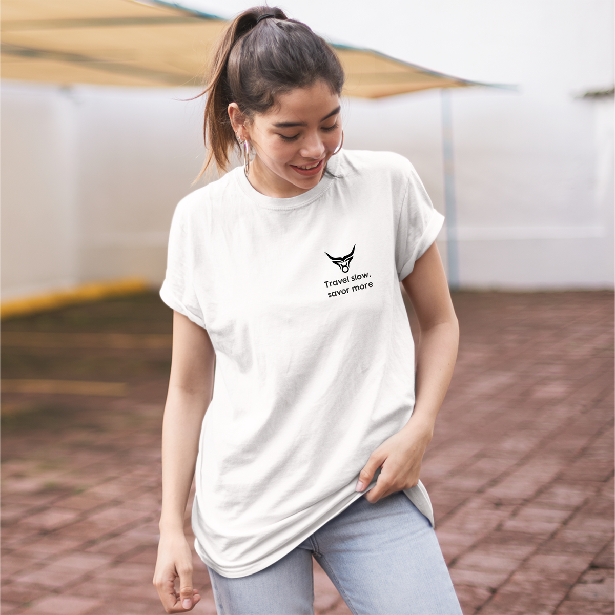 A white T-shirt with an artistic Taurus bull design, blending style and comfort for both men and women.